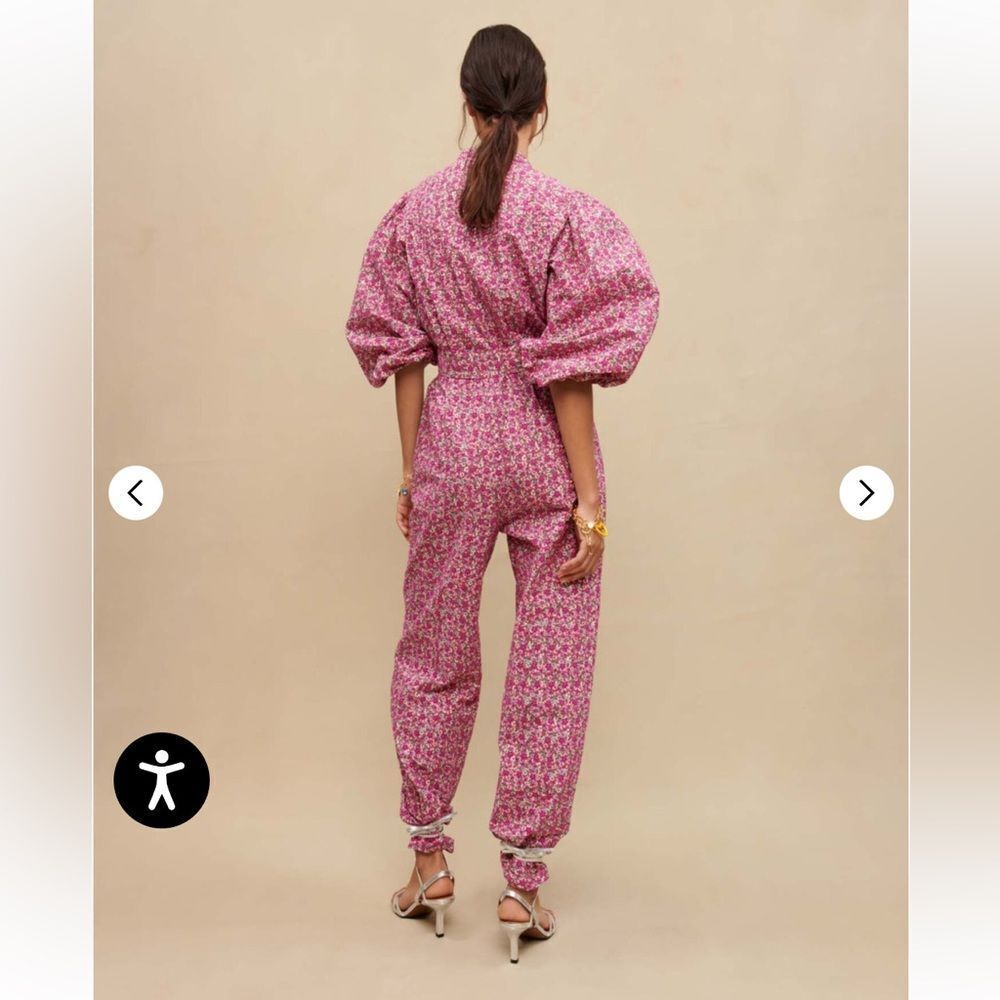 Maje Pink Floral Jumpsuit eyelet cotton one piece $565 NWT 42 XL - Picture 3 of 13